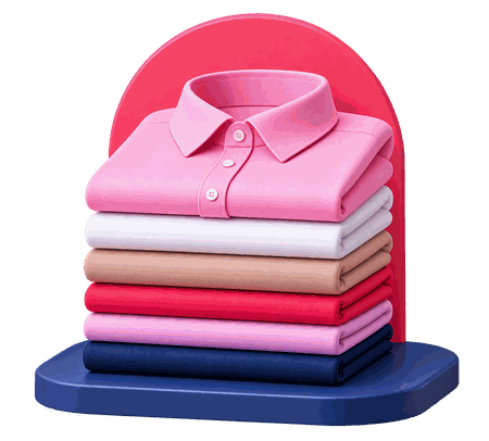 Stack of pressed folded shirts